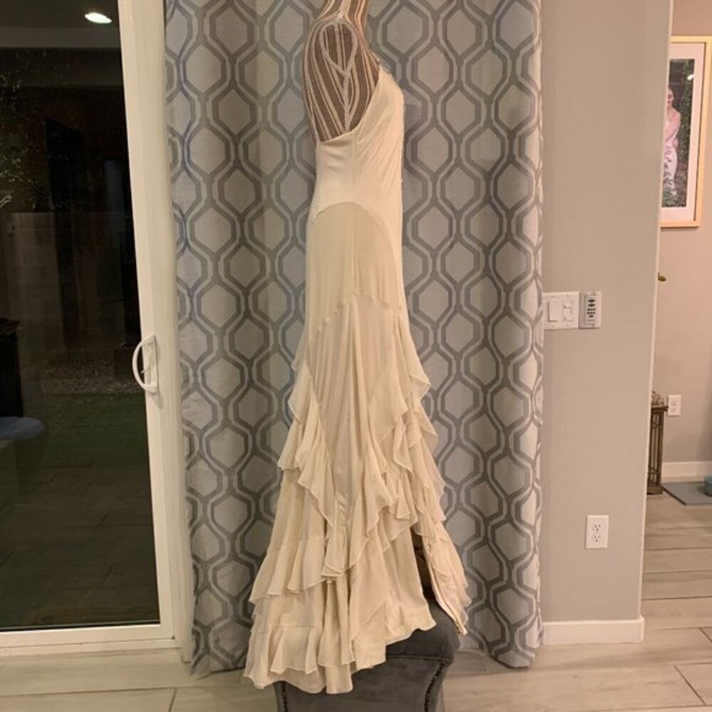 Haute Hippie Ivory Maxi Dress with Ruffle Detail - Picture 7 of 16